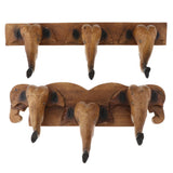 Max Handmade Creative Wooden Elephant Head Wall Mounted Trunk Hook Hanger A