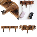 Max Handmade Creative Wooden Elephant Head Wall Mounted Trunk Hook Hanger A
