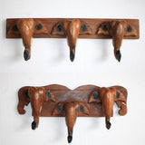 Max Handmade Creative Wooden Elephant Head Wall Mounted Trunk Hook Hanger A