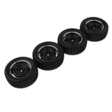 Max 4Pcs Wheel Rim Tyre Tire Set for WPL 1/16 C14 C24 Military Truck Black