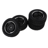 Max 4Pcs Wheel Rim Tyre Tire Set for WPL 1/16 C14 C24 Military Truck Black