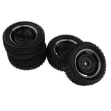 Max 4Pcs Wheel Rim Tyre Tire Set for WPL 1/16 C14 C24 Military Truck Black