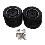 Max 4Pcs Wheel Rim Tyre Tire Set for WPL 1/16 C14 C24 Military Truck Black