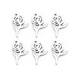 Maxbell 20Pcs Stainless Steel Rose Charms Pendants for DIY Jewelry Making Craft