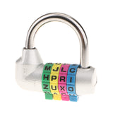 Max 4 Digit Dial Letter Combination Padlock Travel Luggage Suitcase Lock Silver