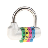 Max 4 Digit Dial Letter Combination Padlock Travel Luggage Suitcase Lock Silver