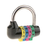 Max 4 Digit Dial Letter Combination Padlock Travel Luggage Suitcase Lock Black