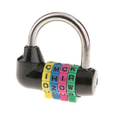 Max 4 Digit Dial Letter Combination Padlock Travel Luggage Suitcase Lock Black