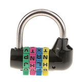 Max 4 Digit Dial Letter Combination Padlock Travel Luggage Suitcase Lock Black