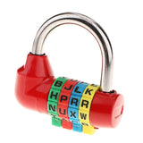 Max 4 Digit Dial Letter Combination Padlock Travel Luggage Suitcase Lock Red