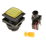 Max 33mm Square Game Machine Arcade Push Button + LED Illuminated Switch DC12V Yellow