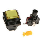 Max 33mm Square Game Machine Arcade Push Button + LED Illuminated Switch DC12V Yellow