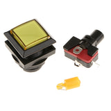 Max 33mm Square Game Machine Arcade Push Button + LED Illuminated Switch DC12V Yellow