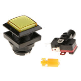 Max 33mm Square Game Machine Arcade Push Button + LED Illuminated Switch DC12V Yellow