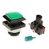 Max 33mm Square Game Machine Arcade Push Button + LED Illuminated Switch DC12V Green