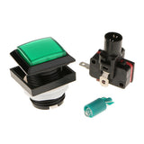 Max 33mm Square Game Machine Arcade Push Button + LED Illuminated Switch DC12V Green