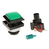 Max 33mm Square Game Machine Arcade Push Button + LED Illuminated Switch DC12V Green