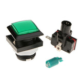 Max 33mm Square Game Machine Arcade Push Button + LED Illuminated Switch DC12V Green