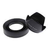 Max Camera Lens Hood Set (Tulip Flower + Collapsible Rubber Lens Hood) 55MM
