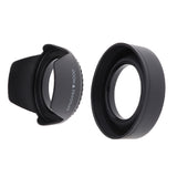 Max Camera Lens Hood Set (Tulip Flower + Collapsible Rubber Lens Hood) 62MM
