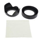 Max Camera Lens Hood Set (Tulip Flower + Collapsible Rubber Lens Hood) 62MM