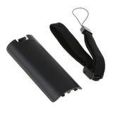 Maxbell Battery Cover Back Door Case Lid + Wrist Strap for Wii Remote Control Black