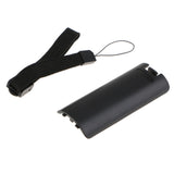Maxbell Battery Cover Back Door Case Lid + Wrist Strap for Wii Remote Control Black