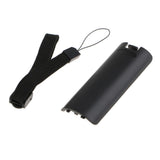Maxbell Battery Cover Back Door Case Lid + Wrist Strap for Wii Remote Control Black