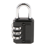 Max Zinc Alloy 3 Dial Resettable Combination Padlock Luggage Bag Code Lock 17D Black