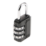 Max Zinc Alloy 3 Dial Resettable Combination Padlock Luggage Bag Code Lock 17D Black
