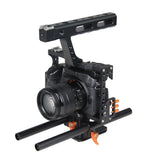 Maxbell DSLR Rod Rig Camera Video Holder Mount Stabilizer Cage + Handle Grip for Sony A7 A7R A7S -Black+Orange