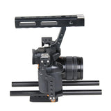 Maxbell DSLR Rod Rig Camera Video Holder Mount Stabilizer Cage + Handle Grip for Sony A7 A7R A7S -Black+Orange