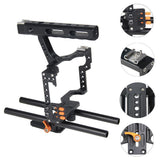Maxbell DSLR Rod Rig Camera Video Holder Mount Stabilizer Cage + Handle Grip for Sony A7 A7R A7S -Black+Orange