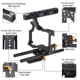 Maxbell DSLR Rod Rig Camera Video Holder Mount Stabilizer Cage + Handle Grip for Sony A7 A7R A7S -Black+Orange
