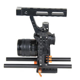 Maxbell DSLR Rod Rig Camera Video Holder Mount Stabilizer Cage + Handle Grip for Sony A7 A7R A7S -Black+Orange