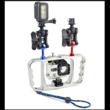 Max Diving Dual Ball Head Handheld Underwater Cage Stabilizer for GoPro Silver