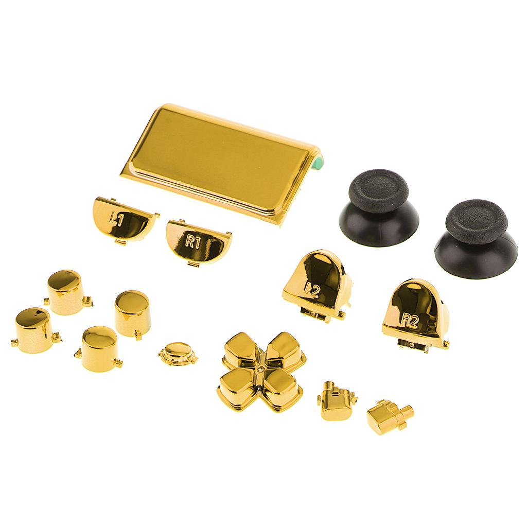 Max Chrome Plating Controller Thumbstick Trigger Buttons for Sony PS4 Pro Gold