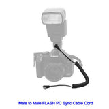 Max Male to Male Flash PC Sync Cable Cord with Screw Lock for Canon 7D 5D II 1D