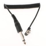 Max 6.35mm 1/4" to Male Flash PC Sync Cable Coiled Cord with Screw Lock for DSLR