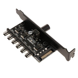 Max SATA Power PCI Cooling Fan Speed Controller 6 Channels PC Case Fans Adapter