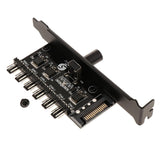 Max SATA Power PCI Cooling Fan Speed Controller 6 Channels PC Case Fans Adapter