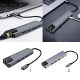 Maxbell 5 in 1 Type C Hub to USB3.0 HDMI 4K Gigabit Ethernet Rj45 Adapter  Gray