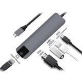 Maxbell 5 in 1 Type C Hub to USB3.0 HDMI 4K Gigabit Ethernet Rj45 Adapter  Gray