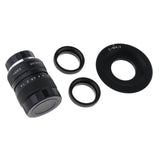 Max 25mm f/1.4 CCTV Lens + C-m4/3 Extension Tube + 2x Macro Adapter Ring Black