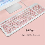 Max Ultra thin Keyboard Multimedia Wired USB 96 Keys Office Keyboard Light Green