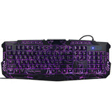 Max 3 Colors Backlit Gaming Keyboard with Fire Cracks Pattern Black With Fire Cracks