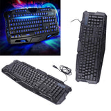 Max 3 Colors Backlit Gaming Keyboard with Fire Cracks Pattern Black With Fire Cracks