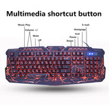 Max 3 Colors Backlit Gaming Keyboard with Fire Cracks Pattern Black With Fire Cracks