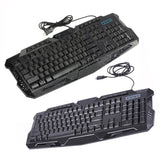 Max 3 Colors Backlit Gaming Keyboard with Fire Cracks Pattern Black With Fire Cracks
