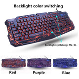 Max 3 Colors Backlit Gaming Keyboard with Fire Cracks Pattern Black With Fire Cracks